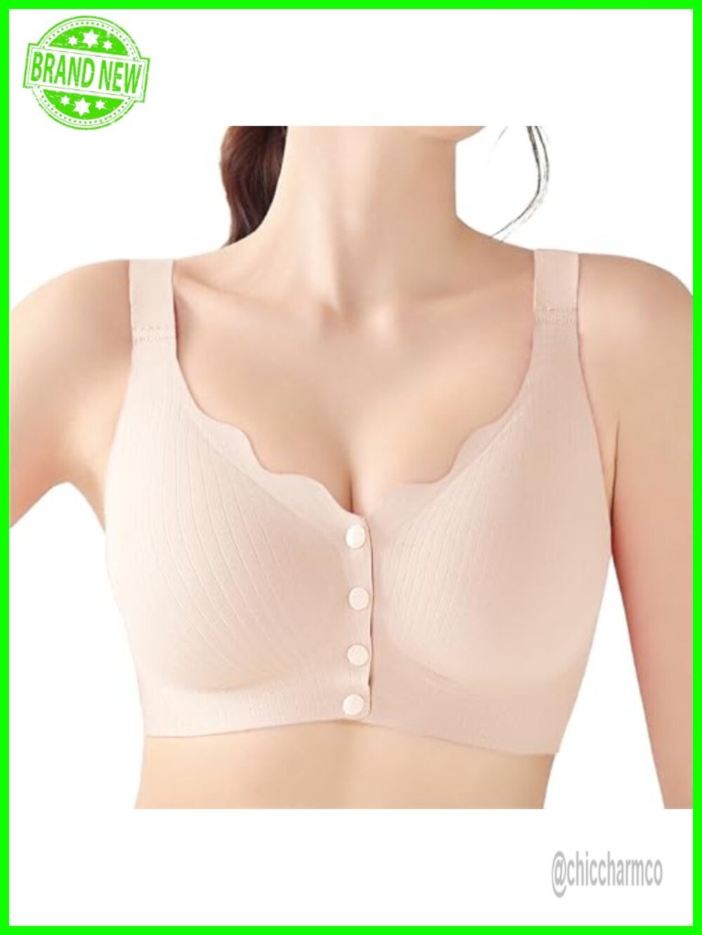 Front Closure Wireless Seamless Comfort Bra, Nylon Spandex, Everyday Wear
